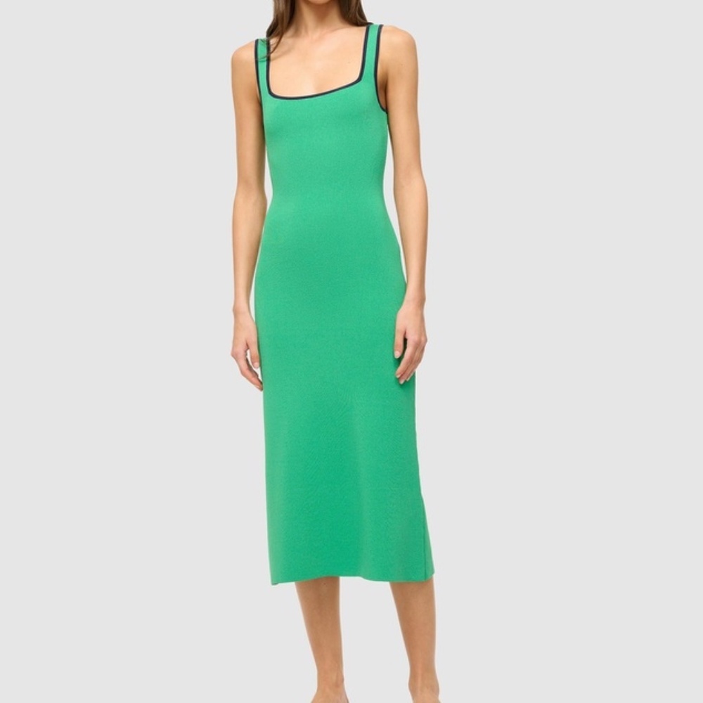 NWT Staud Green Paityn Knit Midi Dress L